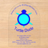 Aangepaste Bachelor Party voor blauwe schildpad Acryl Uitnodigingen (Voorkant)