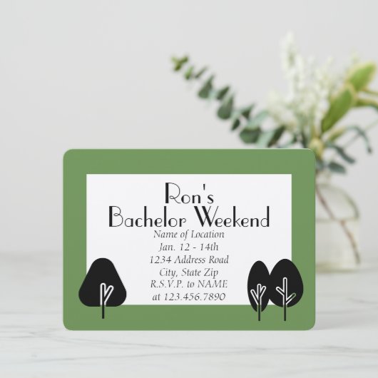 Aangepaste Bachelor Weekend Wilderness Uitnodiging (Staand voorkant)