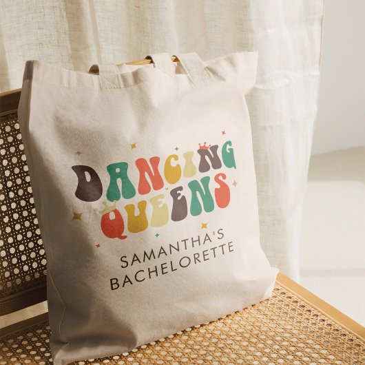 Aangepaste Bachelorette Party Retro DansQueens Tote Bag