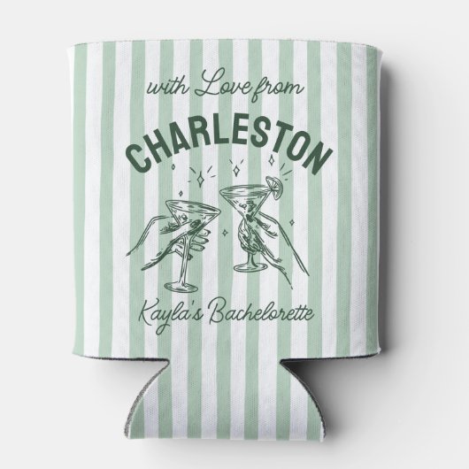Aangepaste Bachelorette Pastel Stripes Martini Che Blikjeskoeler (Achterkant)