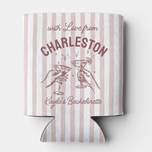 Aangepaste Bachelorette Pastel Stripes Martini Che Blikjeskoeler (Achterkant)