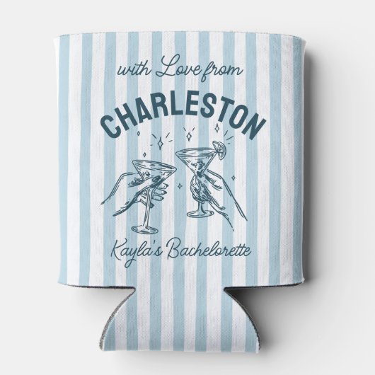Aangepaste Bachelorette Pastel Stripes Martini Che Blikjeskoeler (Achterkant)