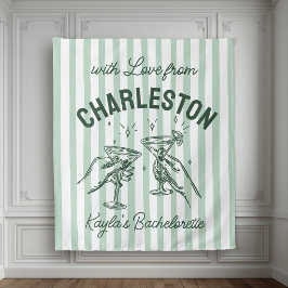 Aangepaste Bachelorette Pastel Stripes Martini Che Wandkleed