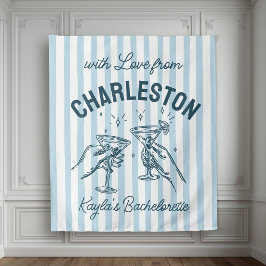 Aangepaste Bachelorette Pastel Stripes Martini Che Wandkleed