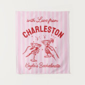Aangepaste Bachelorette Pastel Stripes Martini Che Wandkleed (Voorkant)