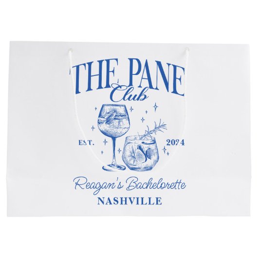 Aangepaste Bachelorette Retro Cocktail Blauw Groot Cadeauzakje (Achterkant)