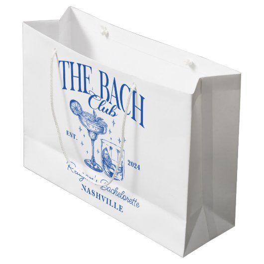 Aangepaste Bachelorette Retro Cocktail Blauw Groot Cadeauzakje (Voorkant Gekanteld)