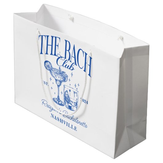 Aangepaste Bachelorette Retro Cocktail Blauw Groot Cadeauzakje (Achterkant Gekanteld)