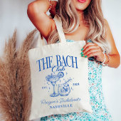 Aangepaste Bachelorette Retro Cocktail Blauw Tote Bag