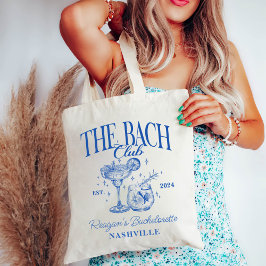 Aangepaste Bachelorette Retro Cocktail Blauw Tote Bag