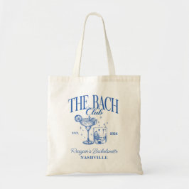 Aangepaste Bachelorette Retro Cocktail Blauw Tote Bag
