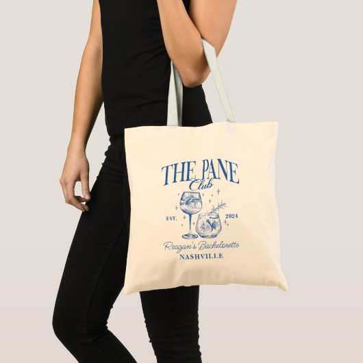 Aangepaste Bachelorette Retro Cocktail Blauw Tote Bag (Voorkant (product))