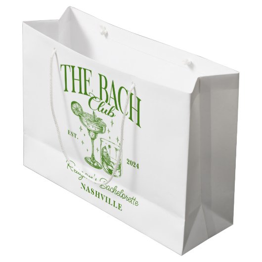 Aangepaste Bachelorette Retro Cocktail Groen Groot Cadeauzakje (Voorkant Gekanteld)