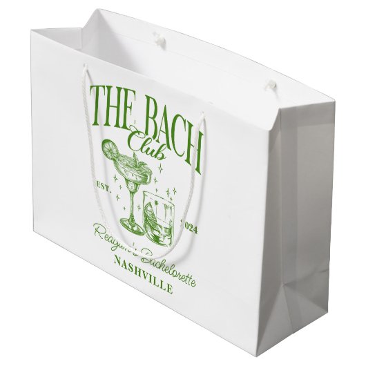 Aangepaste Bachelorette Retro Cocktail Groen Groot Cadeauzakje (Achterkant Gekanteld)