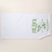 Aangepaste Bachelorette Retro Cocktail Groen Strandlaken (Voorkant)