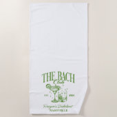 Aangepaste Bachelorette Retro Cocktail Groen Strandlaken (Voorkant)