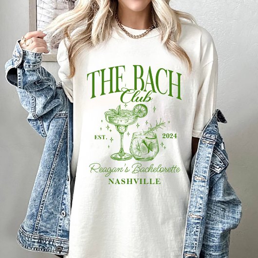 Aangepaste Bachelorette Retro Cocktail Groen T-shirt
