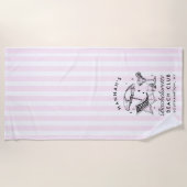 Aangepaste Bachelorette Roze & Blauw Moderne Stran Strandlaken (Voorkant)