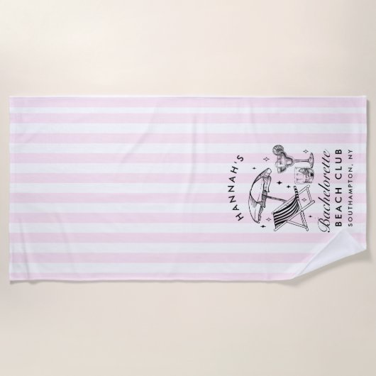 Aangepaste Bachelorette Roze & Blauw Moderne Stran Strandlaken (Voorkant)