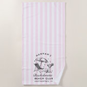 Aangepaste Bachelorette Roze & Blauw Moderne Stran Strandlaken (Voorkant)