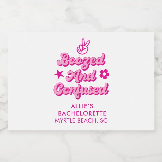 Aangepaste Bachelorette Verbluste en Verwarde Likeurfles Etiket (Enkel label)