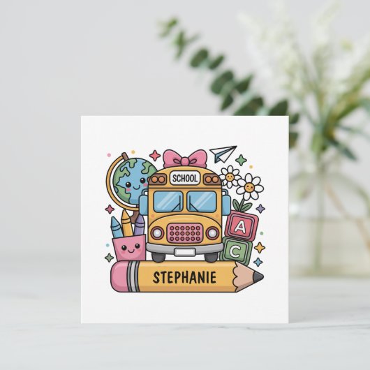 Aangepaste Back-to-School Bus - Personaliseer (Staand voorkant)