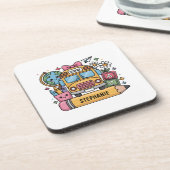 Aangepaste Back-to-School Bus - Personaliseer Bier Onderzetter (Linkerzijde)