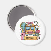 Aangepaste Back-to-School Bus - Personaliseer Magneet (Voorkant / Achterkant)