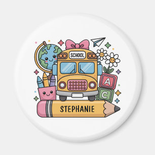 Aangepaste Back-to-School Bus - Personaliseer Magneet