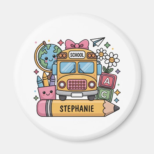 Aangepaste Back-to-School Bus - Personaliseer Magneet (Voorkant)