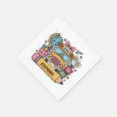 Aangepaste Back-to-School Bus - Personaliseer Servet (Hoek)