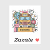 Aangepaste Back-to-School Bus - Personaliseer Sticker (Vel)