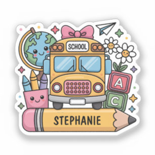 Aangepaste Back-to-School Bus - Personaliseer Sticker
