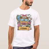 Aangepaste Back-to-School Bus - Personaliseer T-shirt (Voorkant)