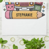 Aangepaste Back-to-School Bus - Personaliseer Theedoek (Gevouwen)
