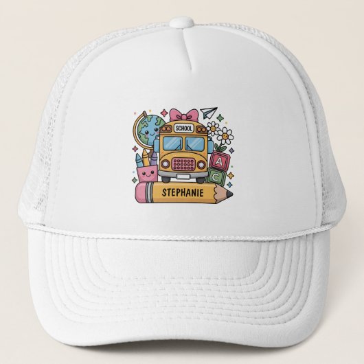 Aangepaste Back-to-School Bus - Personaliseer Trucker Pet (Voorkant)