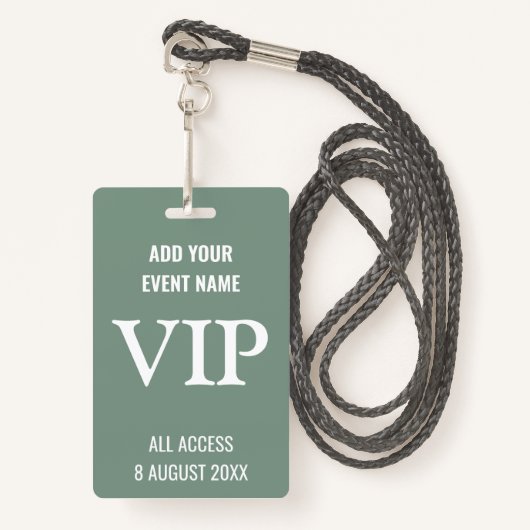 Aangepaste Backstage Pass Event Music Festival VIP Badge (Voorkant met draagriem)
