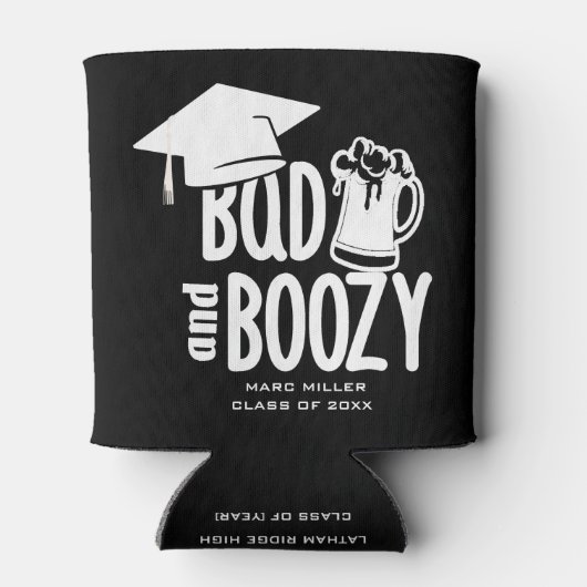 Aangepaste Bad & Boozy Gepersonaliseerde Afstudeer Blikjeskoeler (Achterkant)