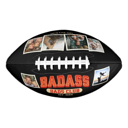 Aangepaste Badass Papa Club Retro Cool Fotocollage American Football (Voorkant)