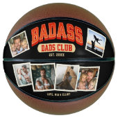 Aangepaste Badass Papa Club Retro Cool Fotocollage Basketbal (Voorkant)