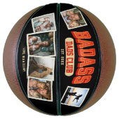 Aangepaste Badass Papa Club Retro Cool Fotocollage Basketbal (Verticaal)