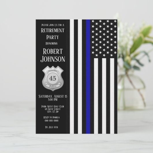 Aangepaste badge Thin Blue Line Retirement Kaart (Staand voorkant)