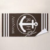 Aangepaste badhanddoek met bruine Anchor Rope Stri (Badhanddoek)