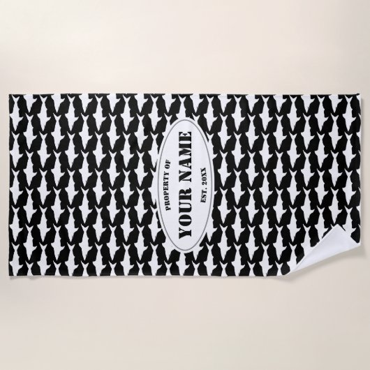 Aangepaste badhanddoek met een groot wit haaienpat (Voorkant)