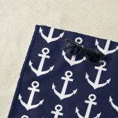 Aangepaste badhanddoek met nautisch ankerpatroon (In situ)