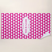 Aangepaste badhanddoek met warmroze hartritme (Voorkant)