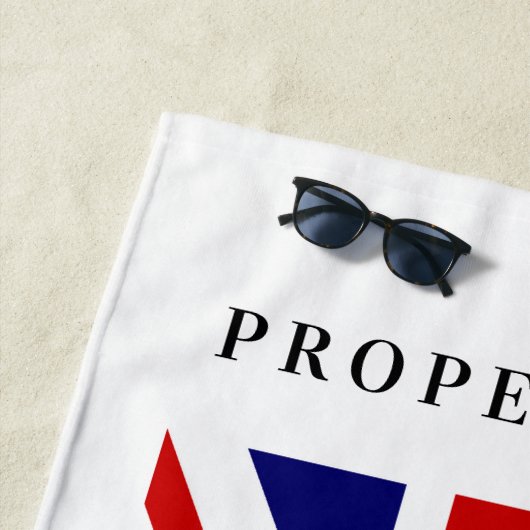 Aangepaste badhanddoek onder vlag van British Unio (In situ)