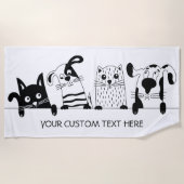 Aangepaste badhanddoek voor Cute Cats & Dogs (Voorkant)
