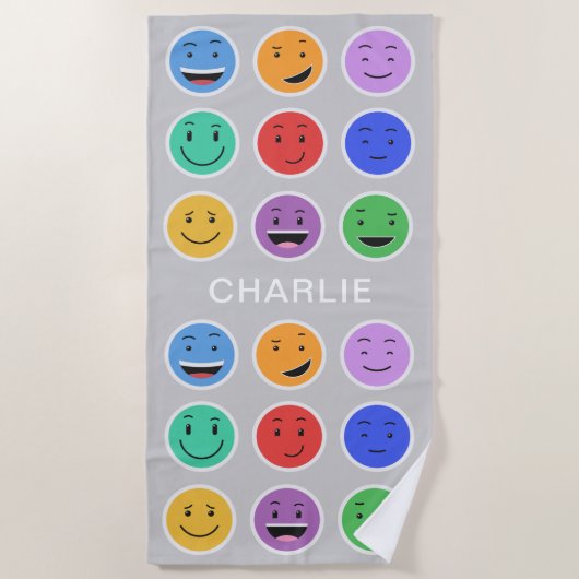 Aangepaste badhanddoek voor Cute Smileys (Voorkant)