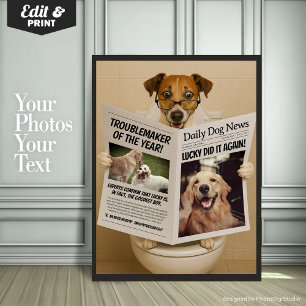 Aangepaste badkamerdecoratie, bewerkbare hond met poster